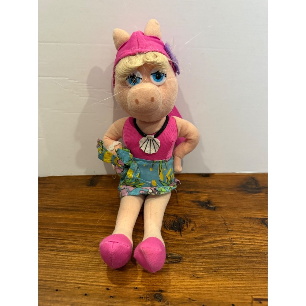Vintage Nanco Muppets 11" Miss Piggy Plush Tropical Beach Sarong Jim Henson